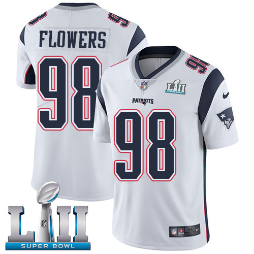 Nike Patriots #98 Trey Flowers White Super Bowl LII Men's Stitched NFL Vapor Untouchable Limited Jersey